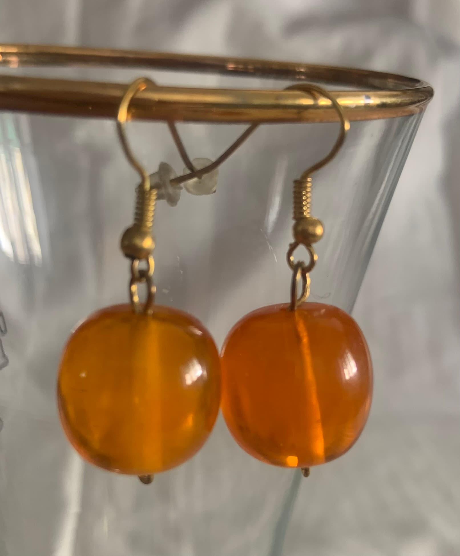 Earrings with Orange Bead