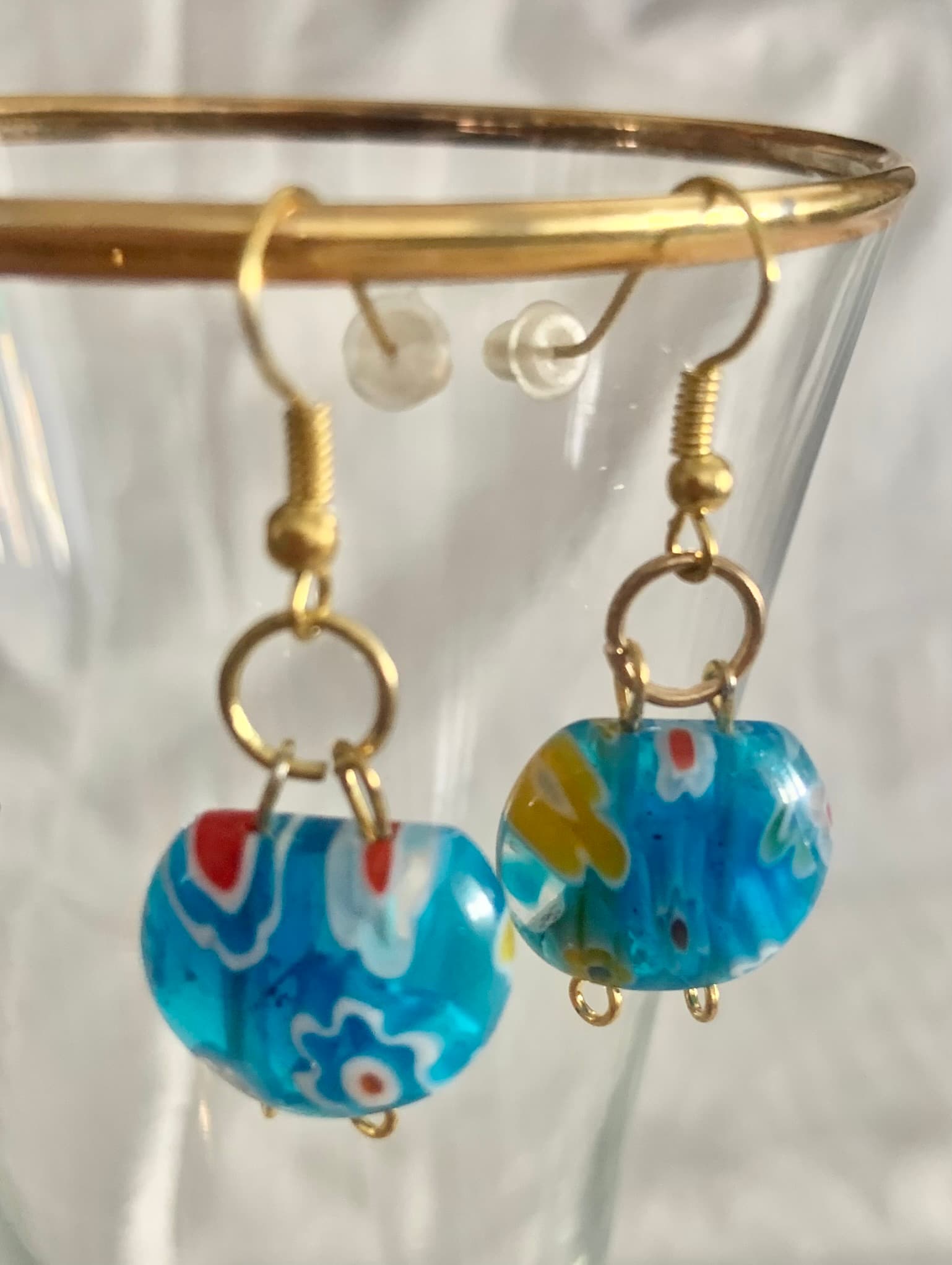 Earrings with Blue Murano Beads