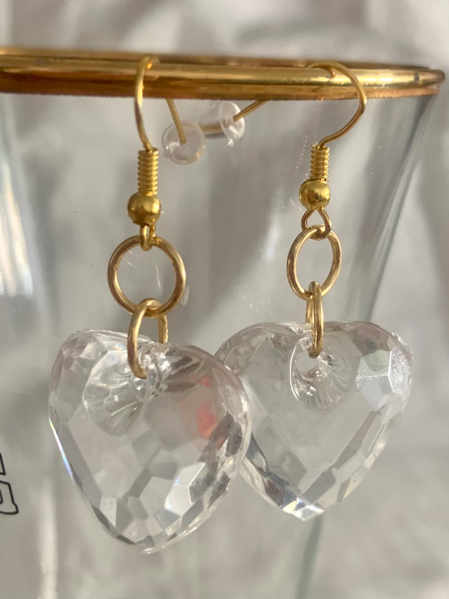 Earrings with Transparent Hearts