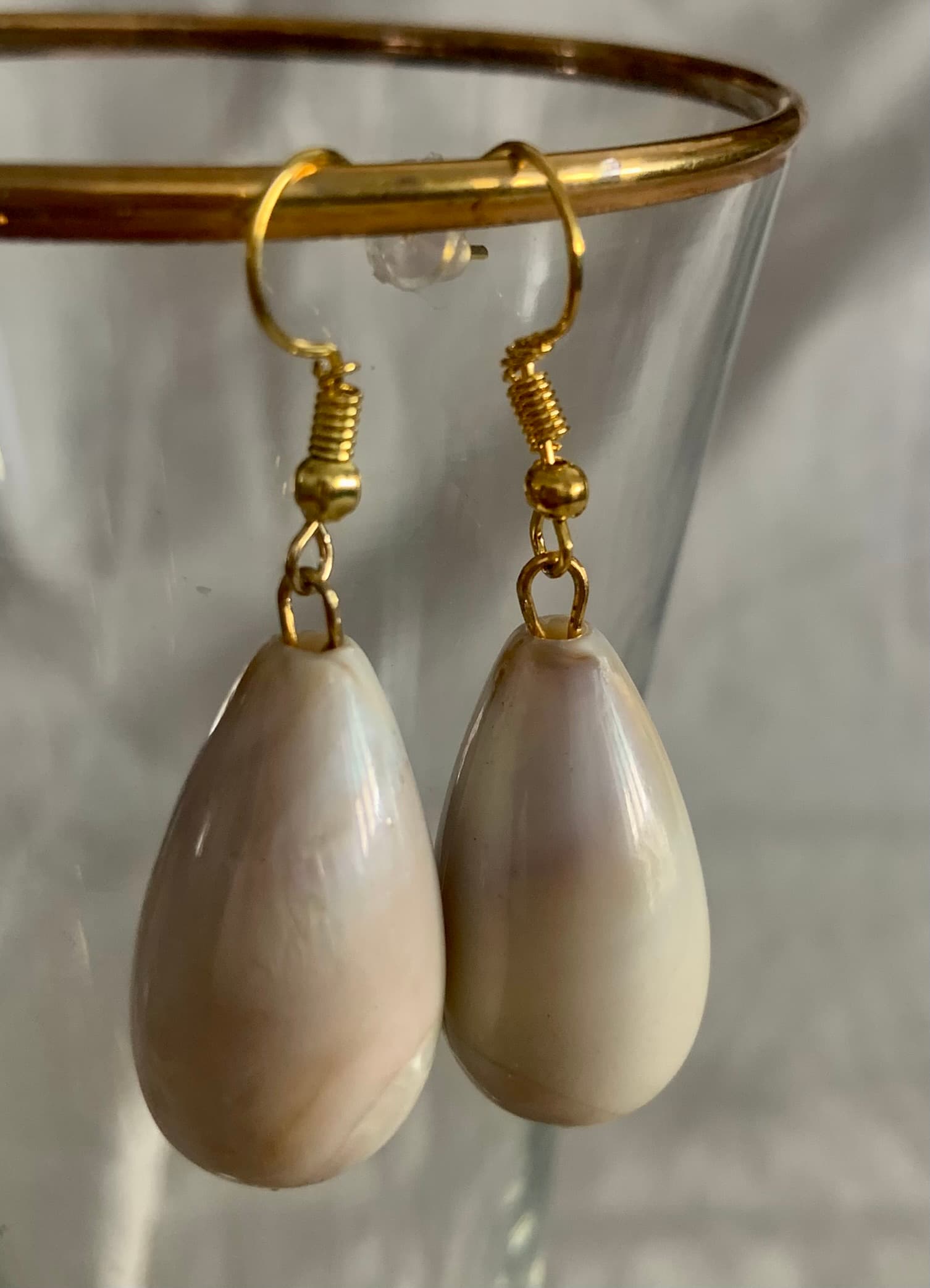 Earrings with a White Big Tear Drop