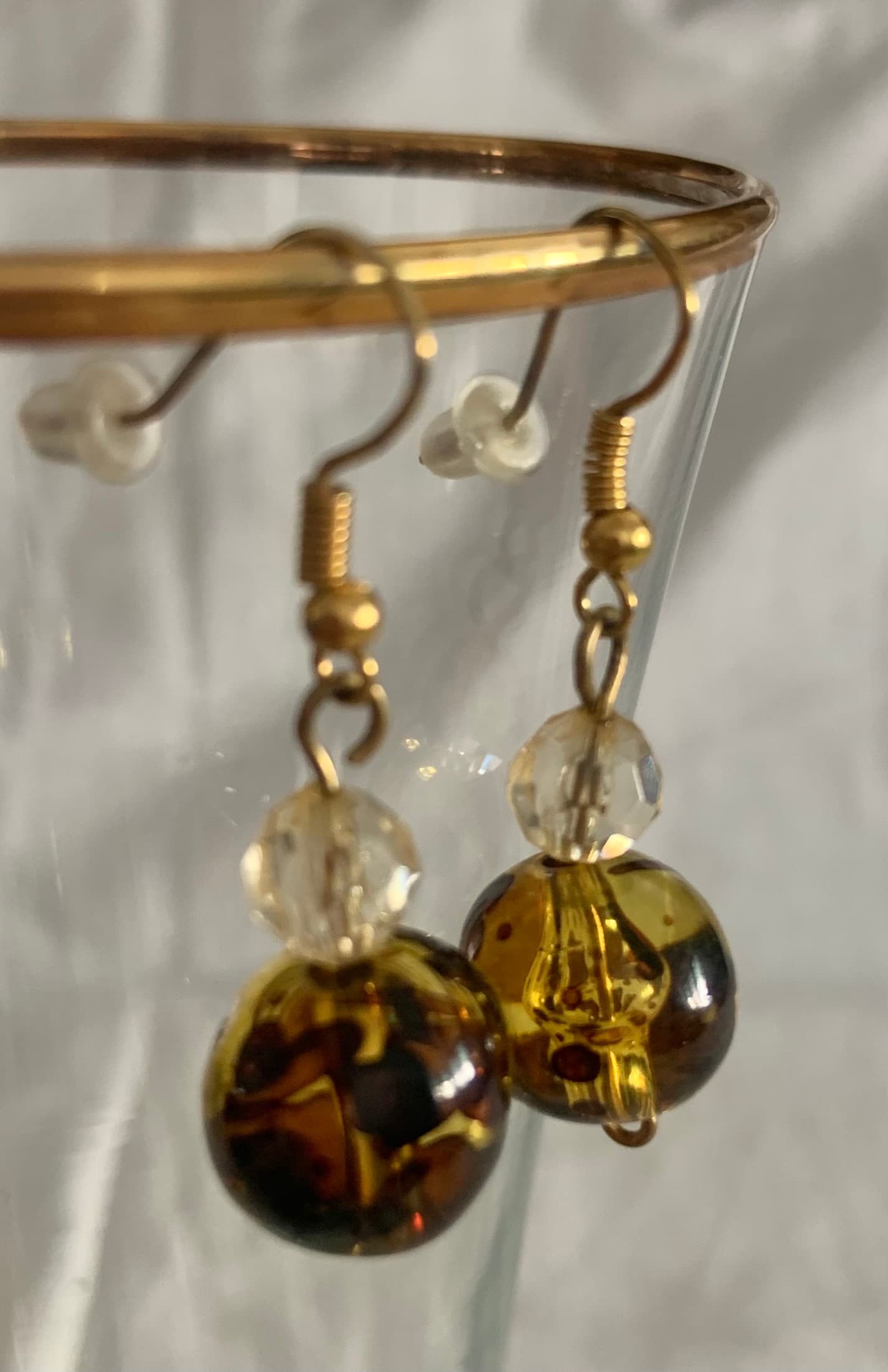 Earrings with Amber Tone Bead