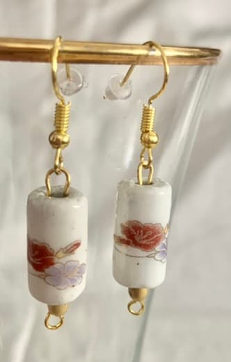 Earrings with Porcelain White Beads