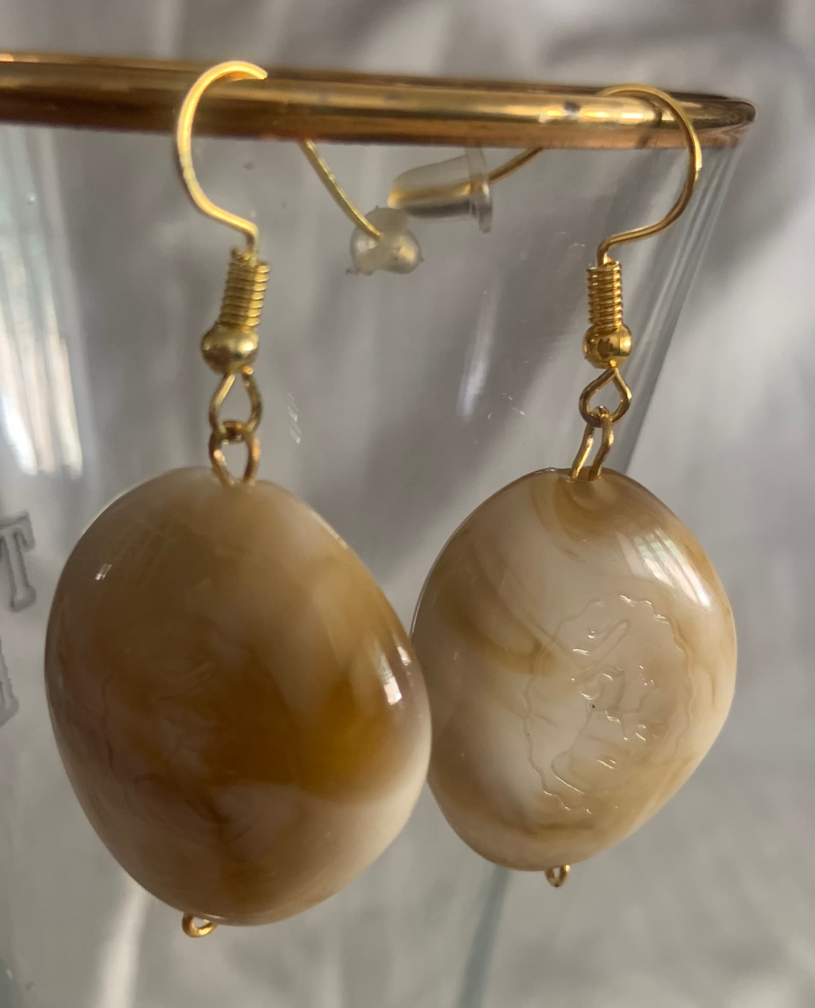 Earrings with Faux Marble Bead